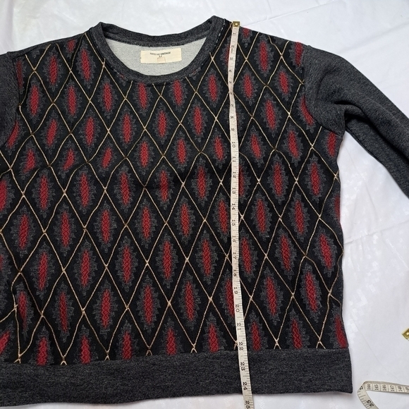 miss Me Vintage | Charcoal Gray & Red Diamond Pullover Sweater - Picture 9 of 11